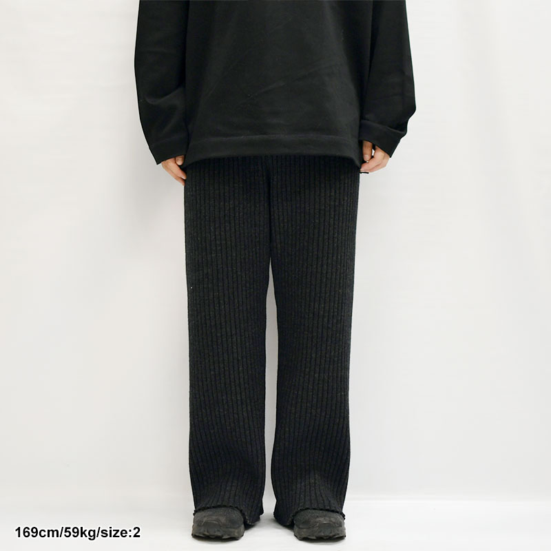WOOL RIB KNIT PANTS -CHARCOAL- | IN ONLINE STORE
