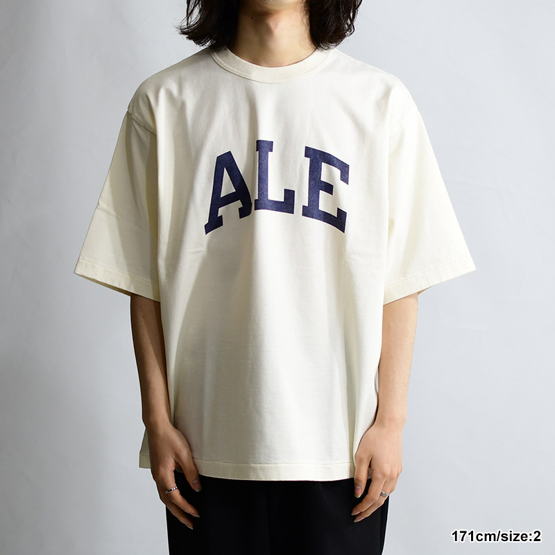 COTTON RAYON 88/12 PRINT TEE ALE-Y IVORY -WHITE/BLUE- | IN ONLINE 