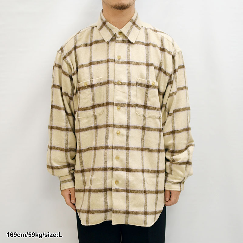 Shaggy Check Shirt -BEIGE- | IN ONLINE STORE