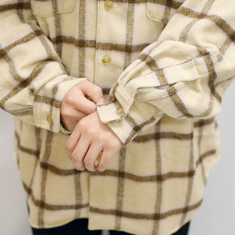 Shaggy Check Shirt -BEIGE- | IN ONLINE STORE