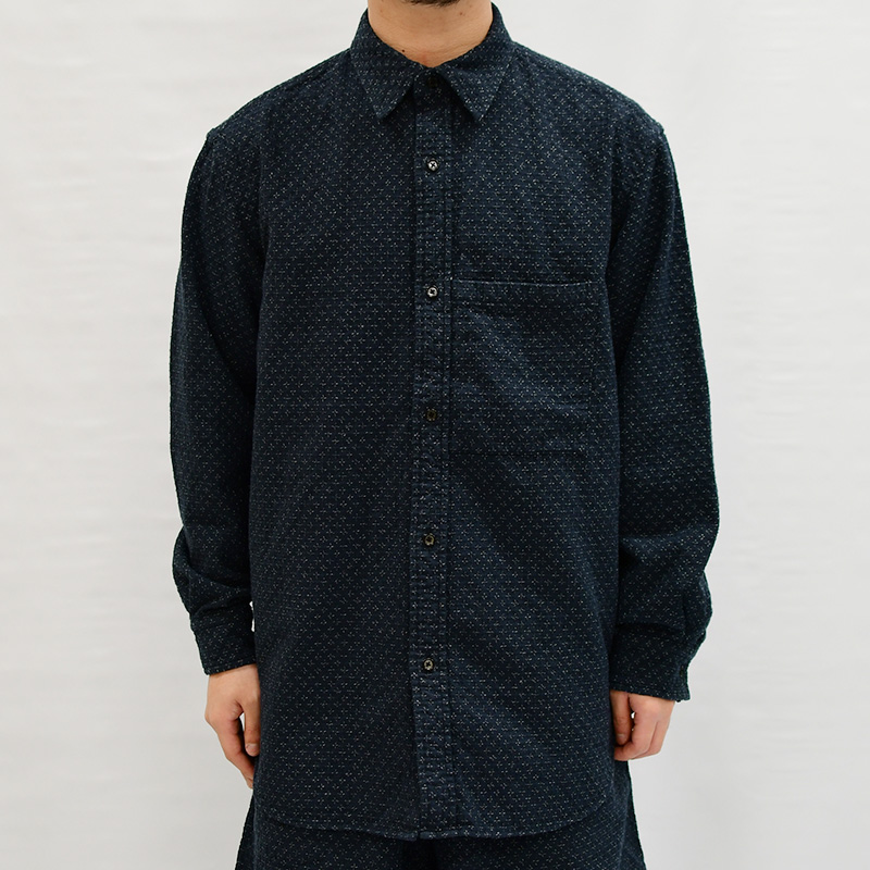 CROSS SASHIKO L/S SHIRT -NAVY- | IN ONLINE STORE