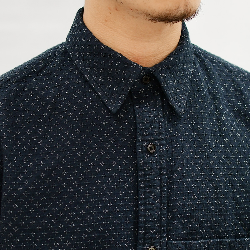 CROSS SASHIKO L/S SHIRT -NAVY- | IN ONLINE STORE