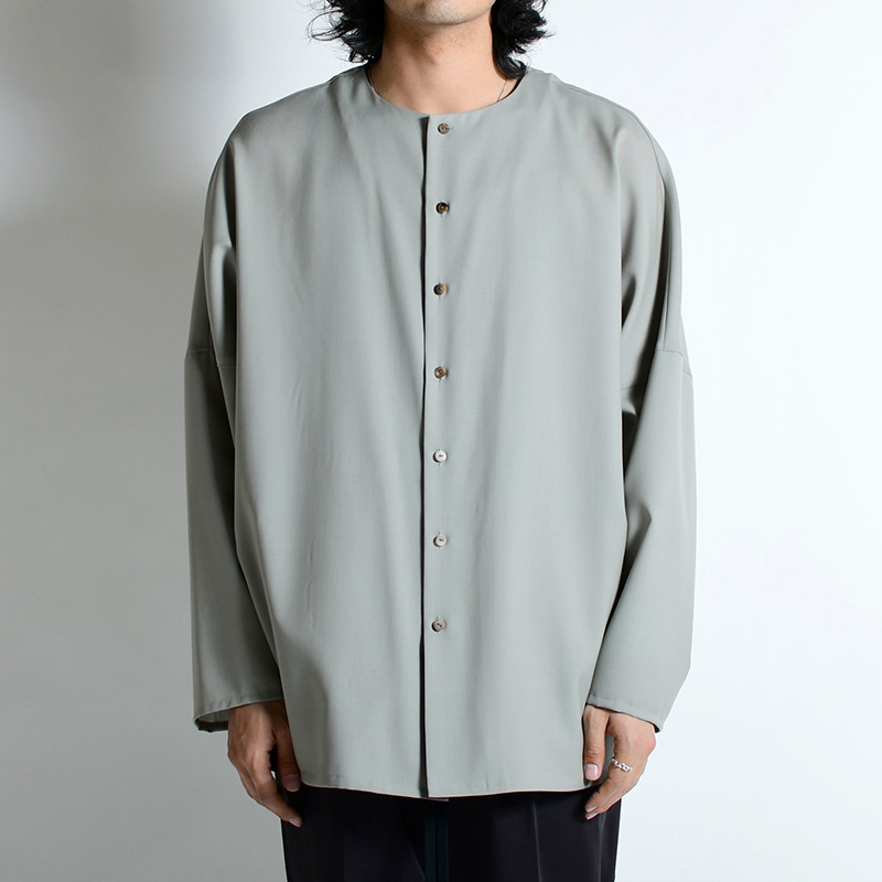 NO COLLAR SHIRT -GRAY- | IN ONLINE STORE