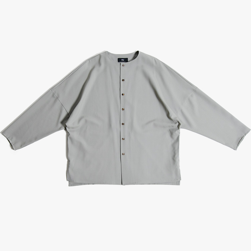 NO COLLAR SHIRT -GRAY- | IN ONLINE STORE