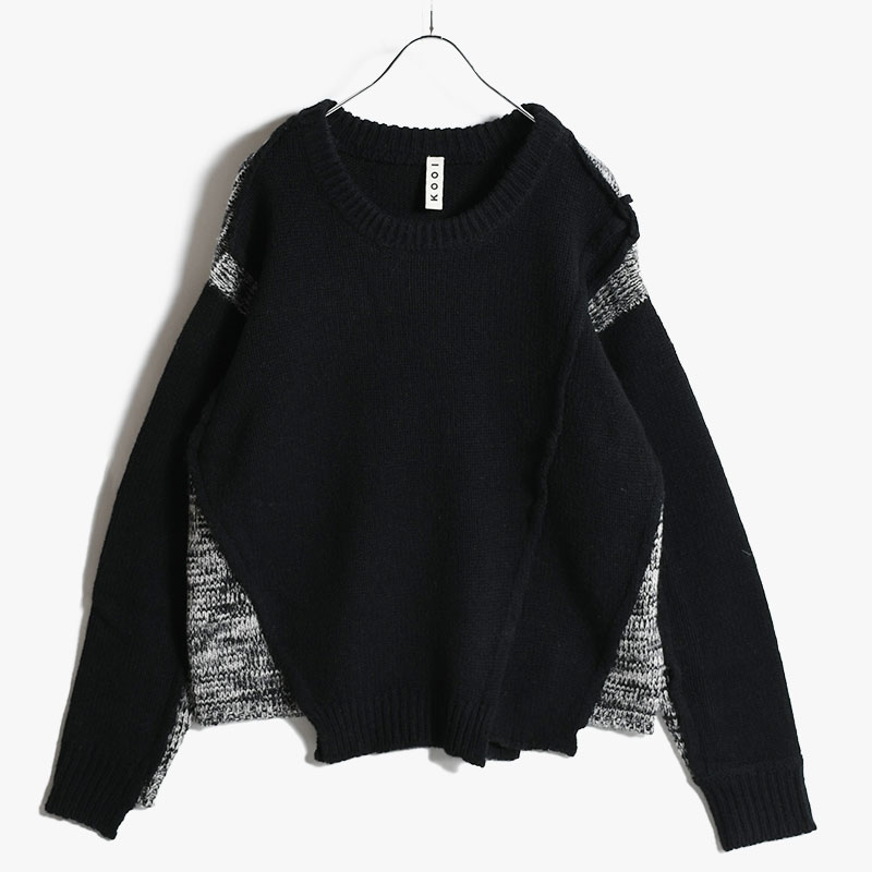 SWITCHING CREW KNIT -BLACK- | IN ONLINE STORE