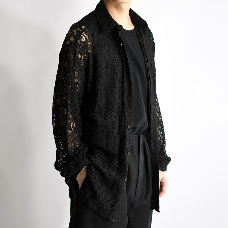 FLOWER LACE LS SHIRT -BLACK- | IN ONLINE STORE