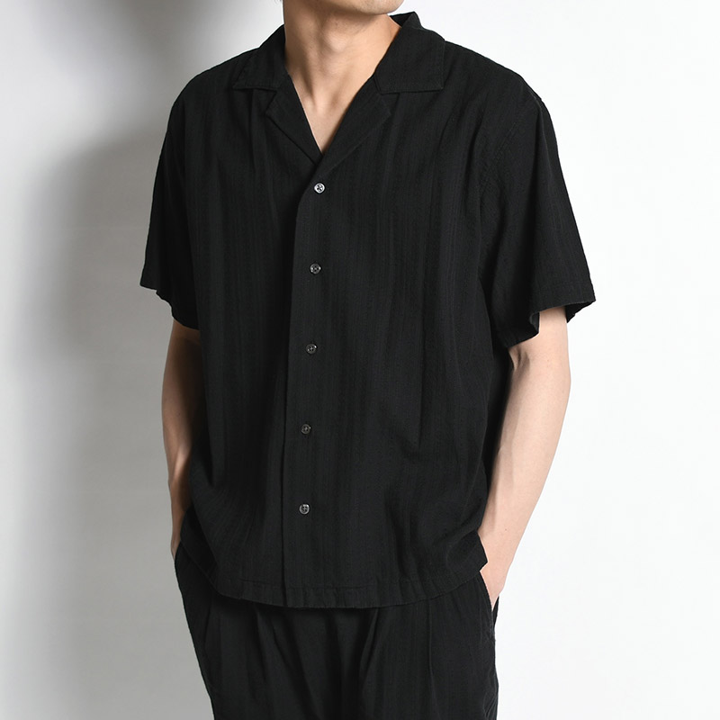 GARMENTDYE LENO CLOTH SHIRT -BLACK-