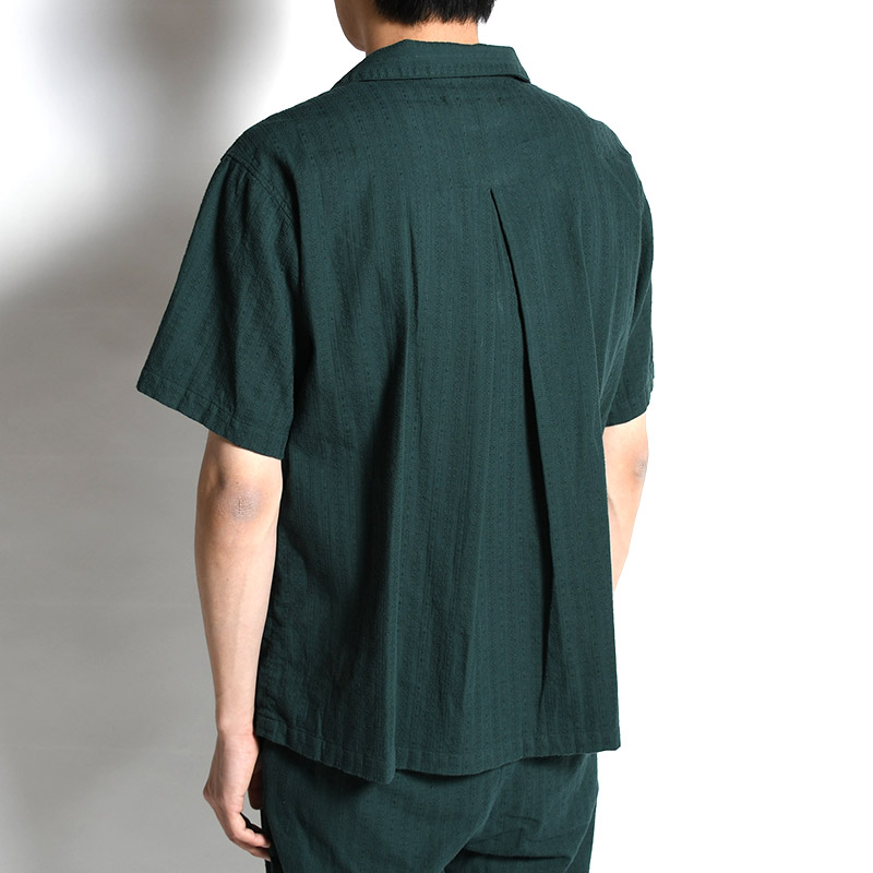 GARMENTDYE LENO CLOTH SHIRT -GREEN-