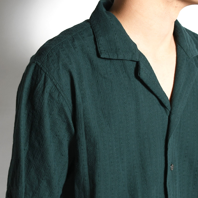 GARMENTDYE LENO CLOTH SHIRT -GREEN-