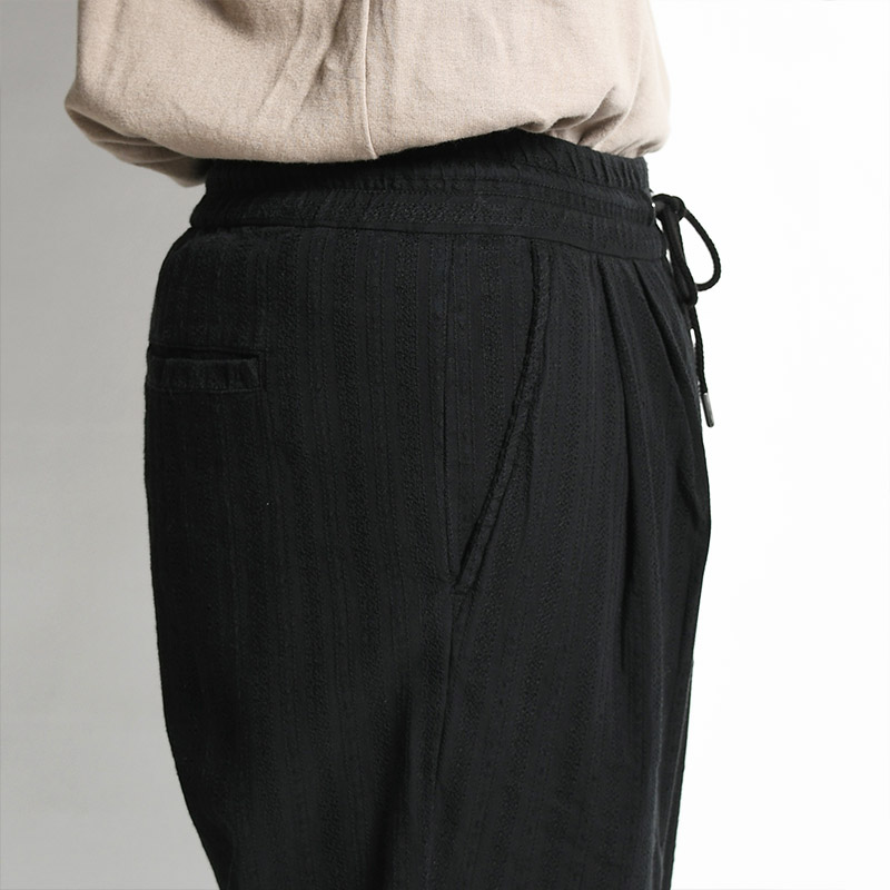 GARMENTDYE LENO CLOTH PANTS -BLACK-