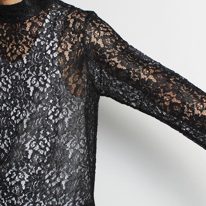 GEOMETRIC FLOWER LACE P/O -BLACK- | IN ONLINE STORE