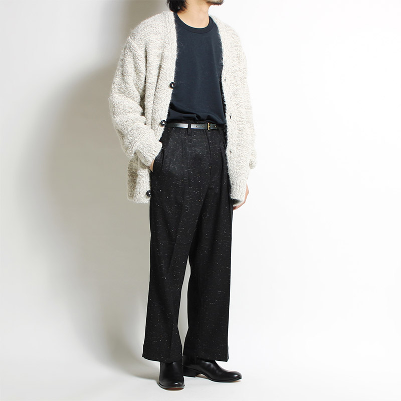 WIDE FLARE PANTS -BLACK-