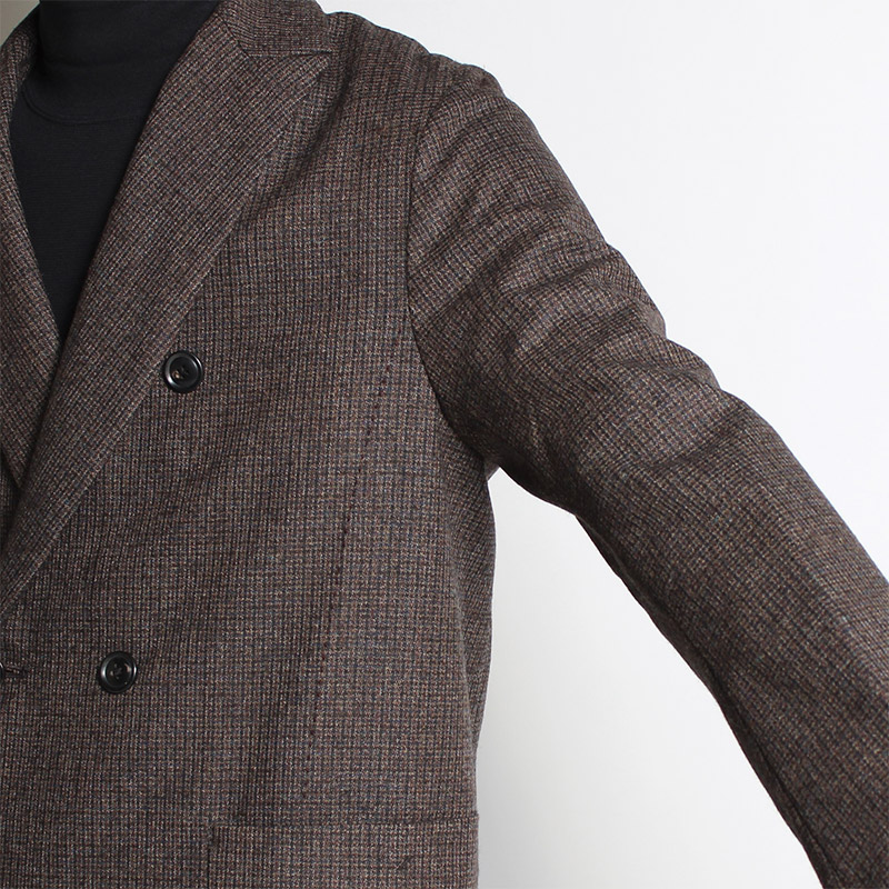 DOUBLE BREASTED BLAZER -BROWN-