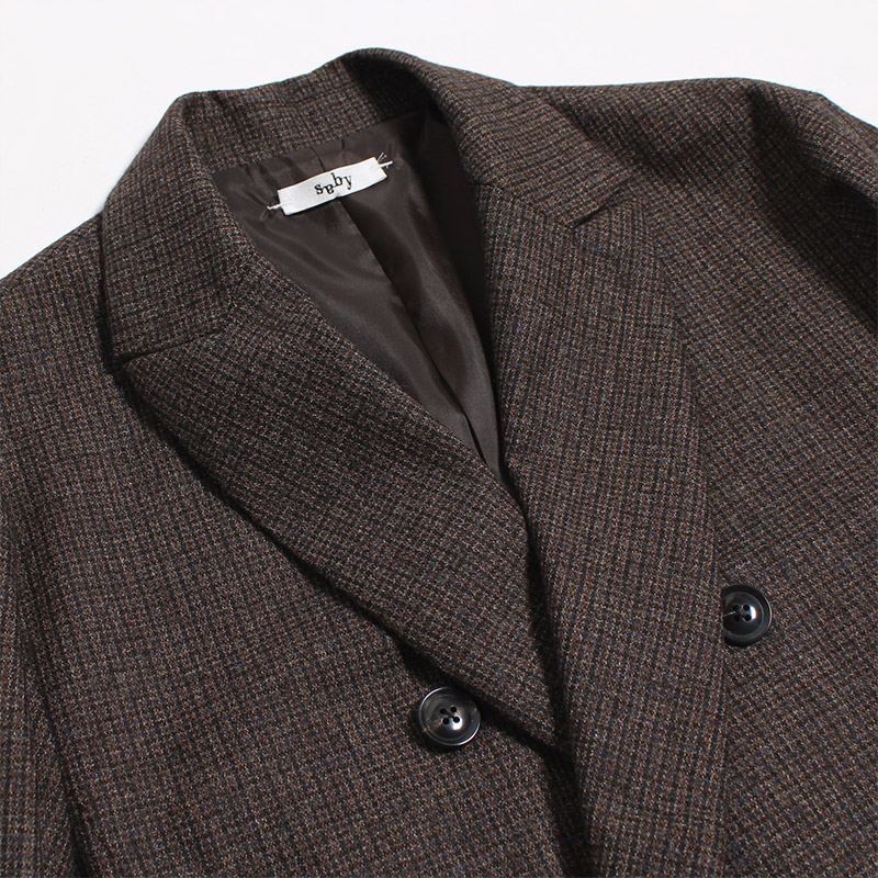 DOUBLE BREASTED BLAZER -BROWN- | IN ONLINE STORE