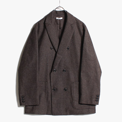 DOUBLE BREASTED BLAZER -BROWN-