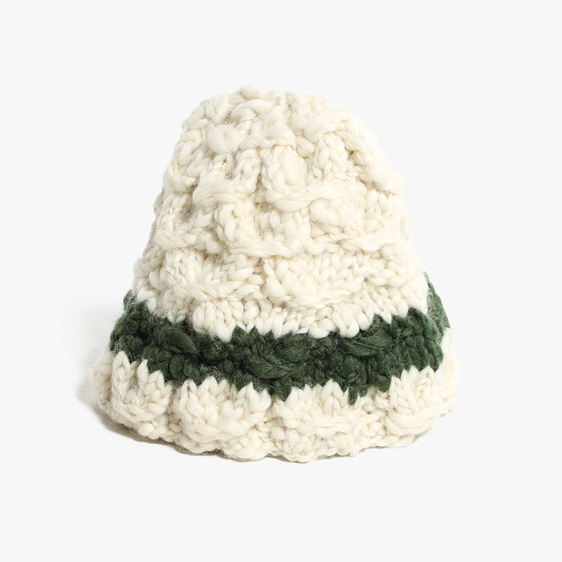HAND KNITTED HAT "CORDEN" -2.COLOR-(IVORY)