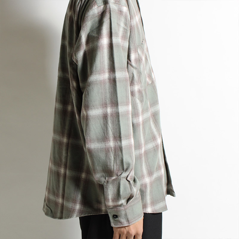 L/S OMBRE CHECK SHIRT "EWAN" -OLIVE-