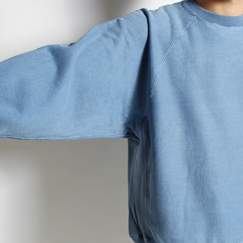 HEAVY COTTON C-NECK SWEAT "LOU" -BLUE-