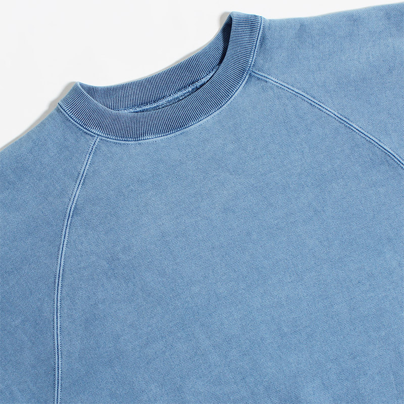 HEAVY COTTON C-NECK SWEAT "LOU" -BLUE-