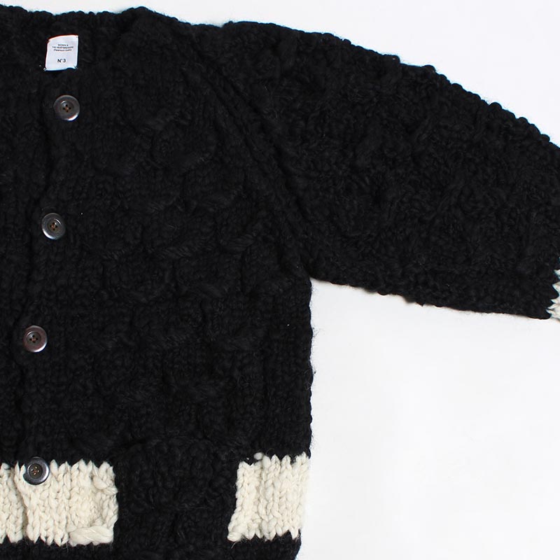 LS HAND KNITTED CARDIGAN "JACO" -BLACK-