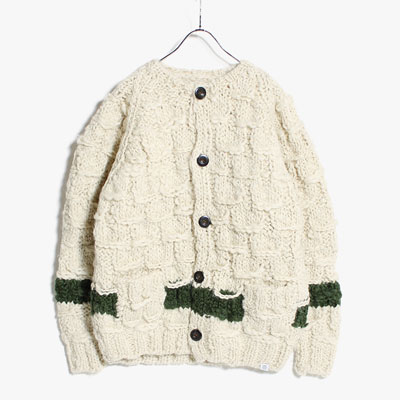 LS HAND KNITTED CARDIGAN "JACO" -IVORY-