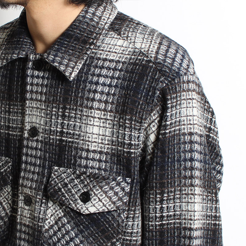 L/S WAFFLE CHECK SHIRT JACKET "VRONSKY" -BROWN-