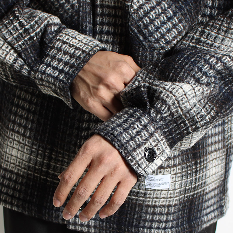 L/S WAFFLE CHECK SHIRT JACKET "VRONSKY" -BROWN-