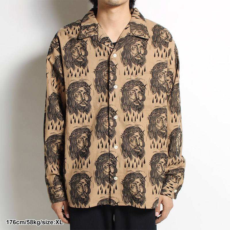 Jesus-Pattern Flannel Shirt / BROWN - シャツ