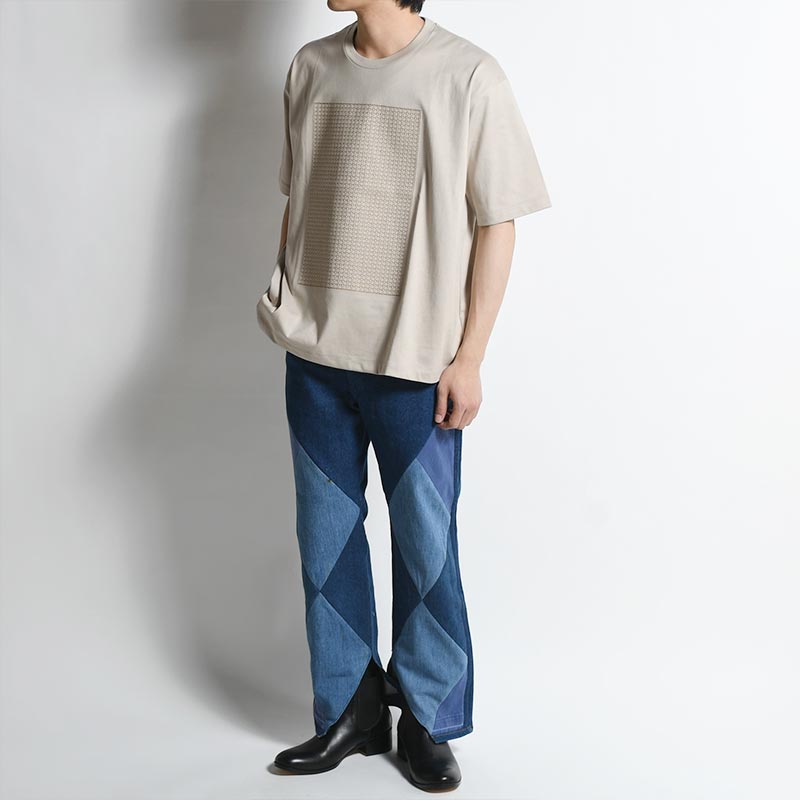 EMBROIDERY SS TEE THORN CIRCLE -BEIGE-