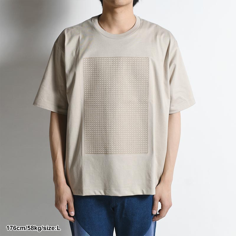 EMBROIDERY SS TEE THORN CIRCLE -BEIGE-