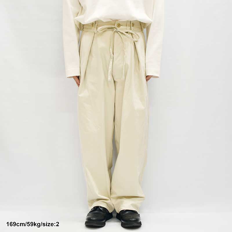 SALVAGE TWILL BUTTON TUCK EASY PANTS -SMOKE IVORY-