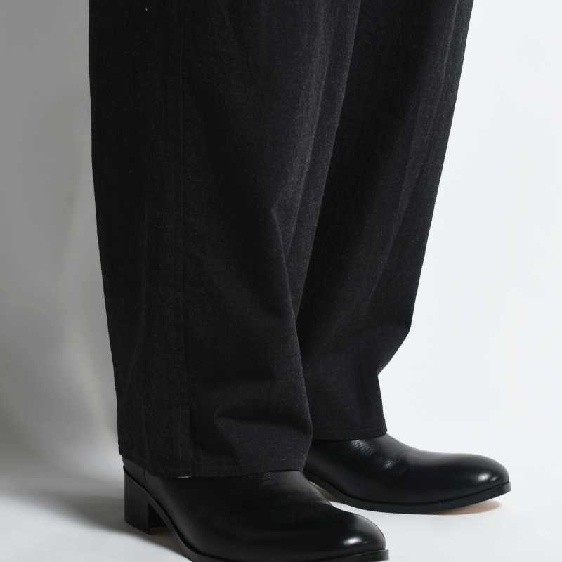 SALVAGE TWILL BUTTON TUCK EASY PANTS -HEATHER BLACK-