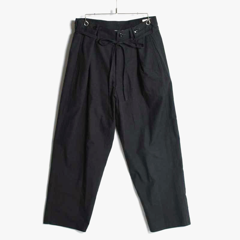 SALVAGE TWILL BUTTON TUCK EASY PANTS -HEATHER BLACK- | IN ONLINE STORE