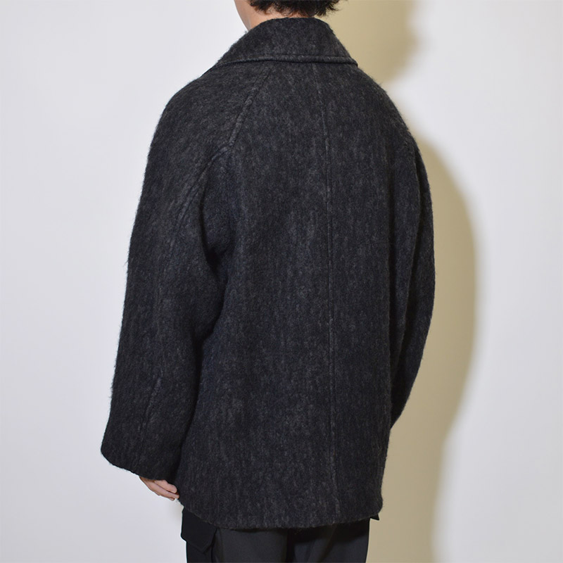 Wool Shaggy Shawl Cardigan Jacket -BLACK- | IN ONLINE STORE