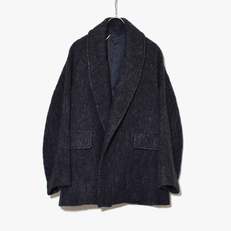 Wool Shaggy Shawl Cardigan Jacket -BLACK- | IN ONLINE STORE