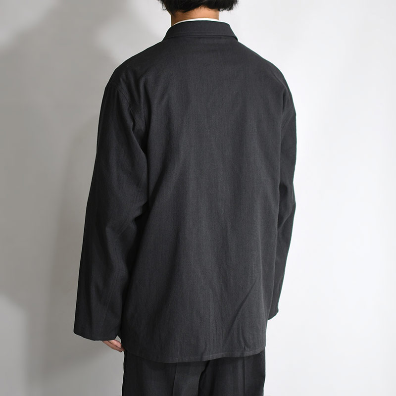 Wool Rayon Silk Cardigan Jacket -HEATHER CHARCOAL-