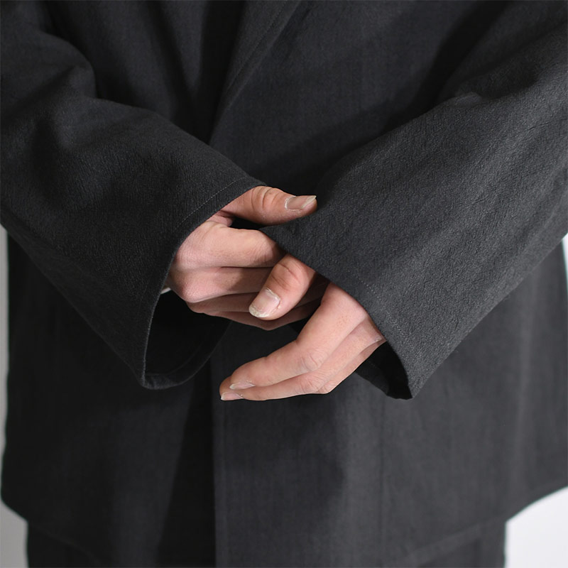 Wool Rayon Silk Cardigan Jacket -HEATHER CHARCOAL-