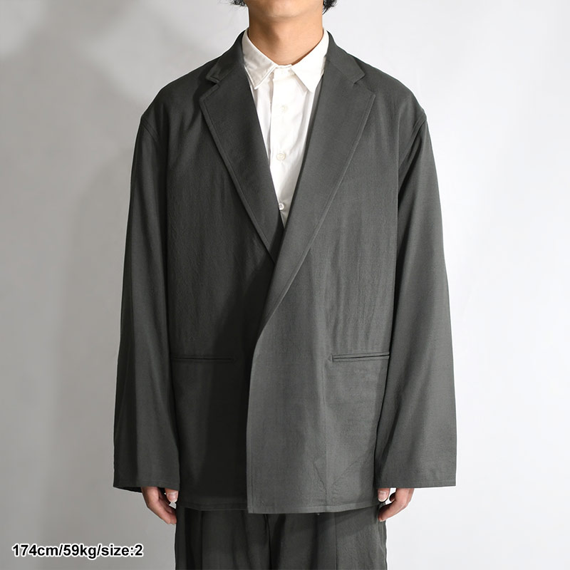 Wool Rayon Silk Cardigan Jacket -DARK SAGE- | IN ONLINE STORE