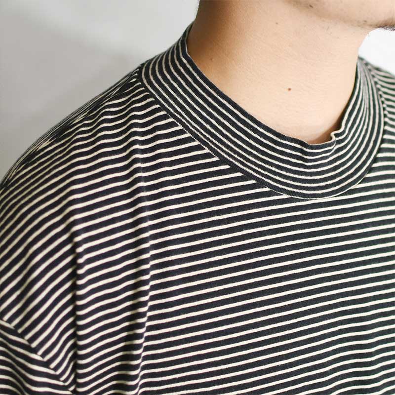 COTTON NAPPING BORDER L/S TEE -BLACK×ECRU- | IN ONLINE STORE