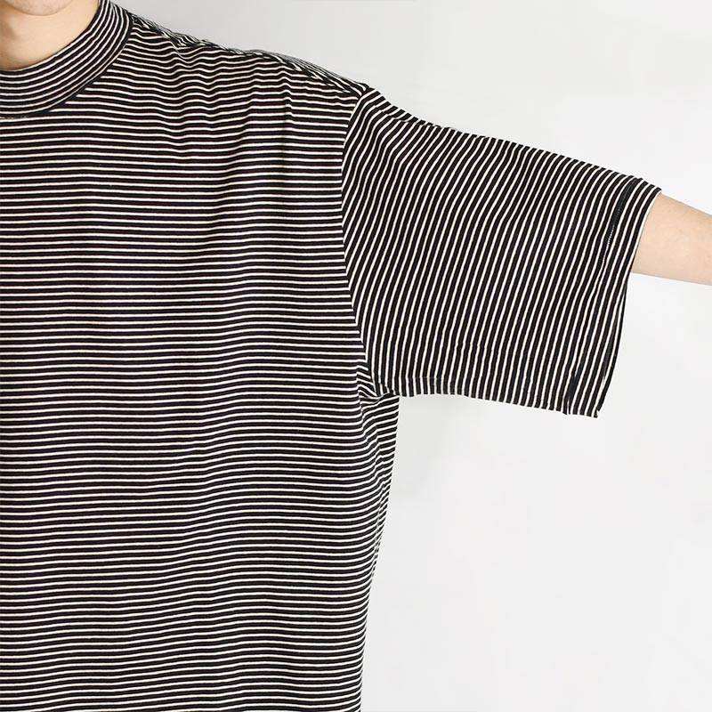 Cotton Napping Border Super Size TEE -BLACK×ECRU- | IN ONLINE STORE