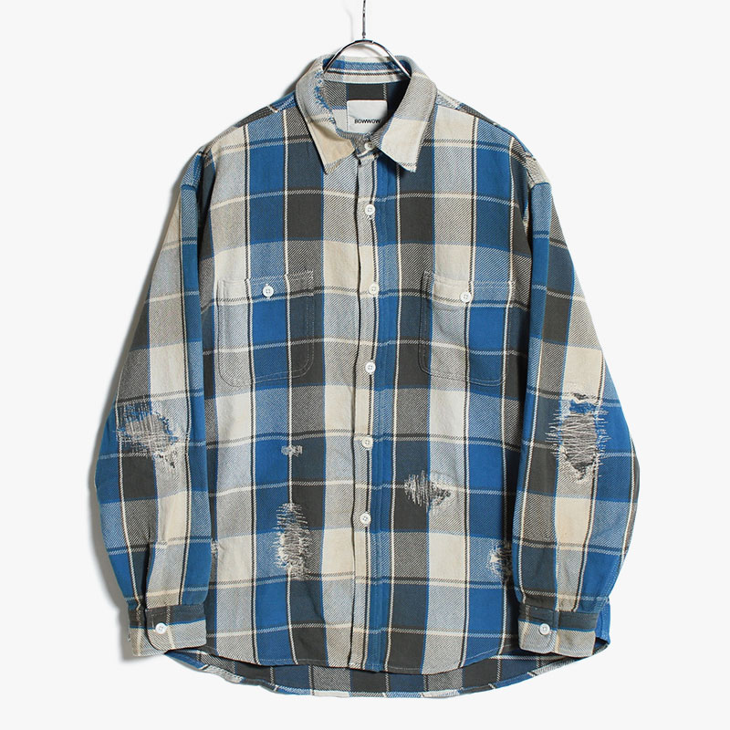 REPAIR AGEING FLANNEL SHIRT -BLUE-