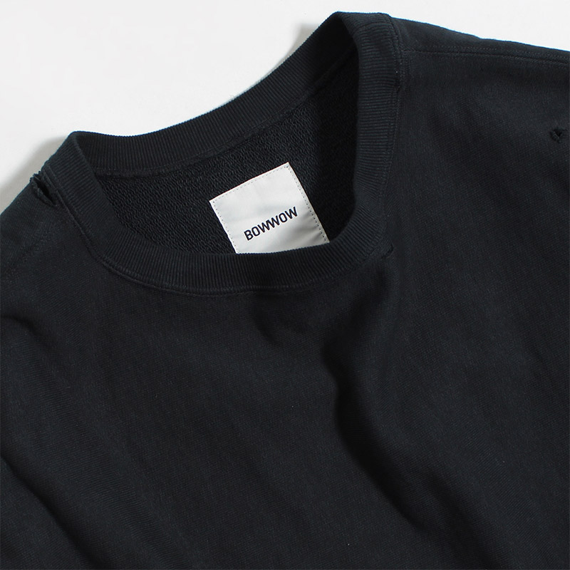 ZIP DAMAGED CREW SWEAT -BLACK- | IN ONLINE STORE