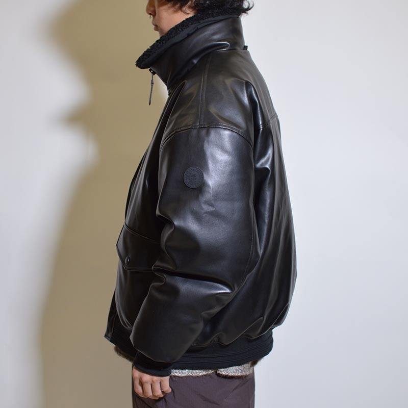 2-WAY COLLAR LEATHER DOWN JACKET -BLACK- | IN ONLINE STORE