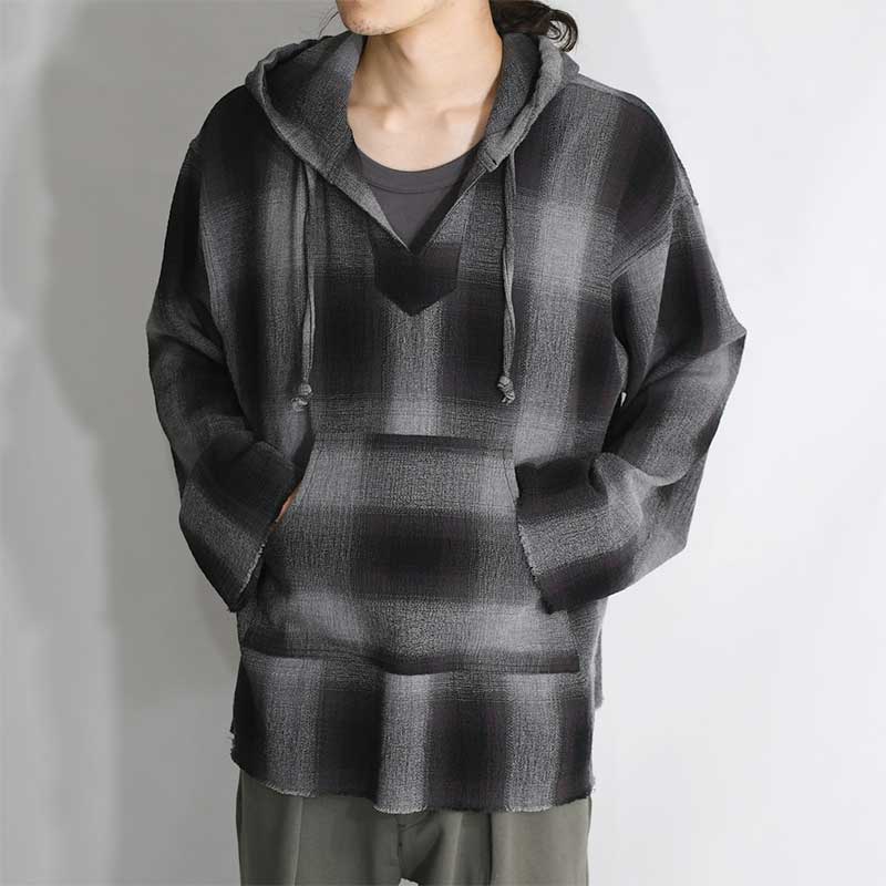 OMBRE CHECK BAJA HOODIE -CHARCOAL-
