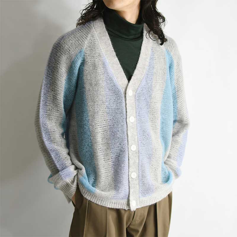 MOHAIR STRIPE CARDIGAN -BLUE- | IN ONLINE STORE