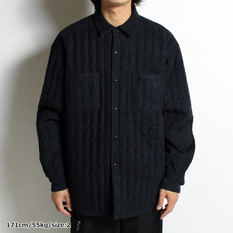 ECO SUEDE QUILTED SHIRT -NAVY-