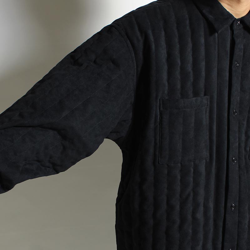 ECO SUEDE QUILTED SHIRT -NAVY-