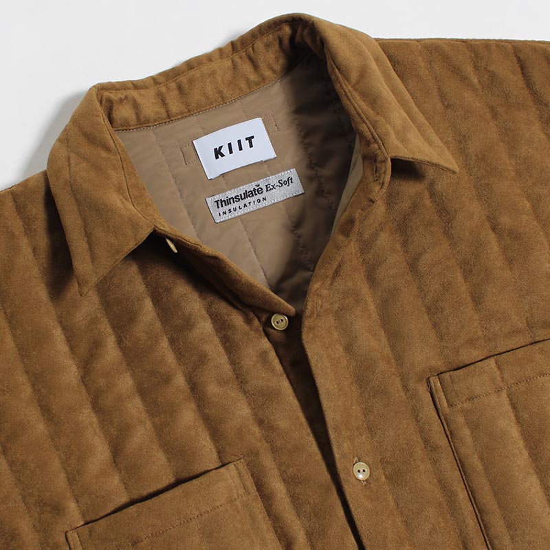 ECO SUEDE QUILTED SHIRT -OLIVE-