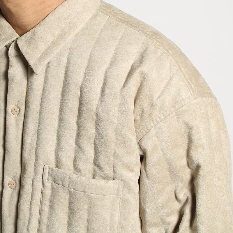 ECO SUEDE QUILTED SHIRT -BEIGE-