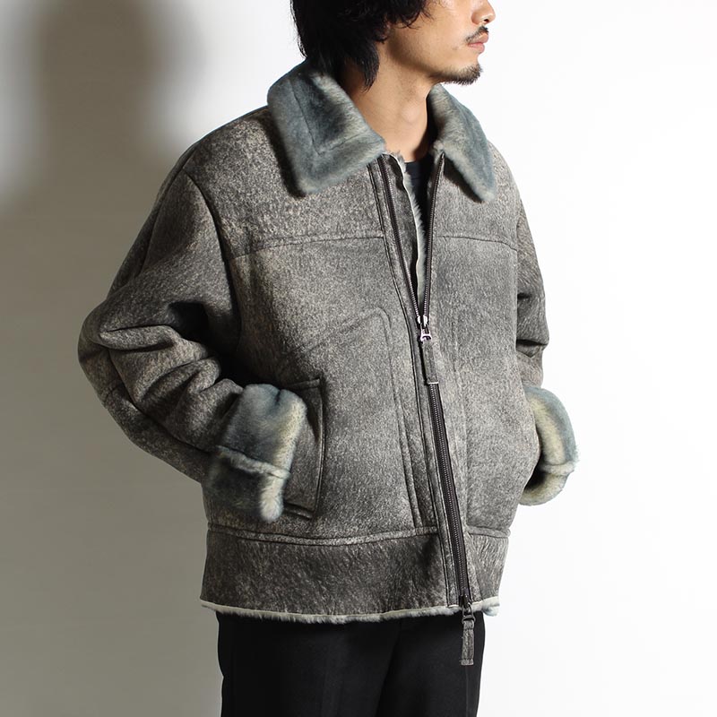 ZIP UP SHEARING BLOUSON -DYED CHARCOAL- | IN ONLINE STORE